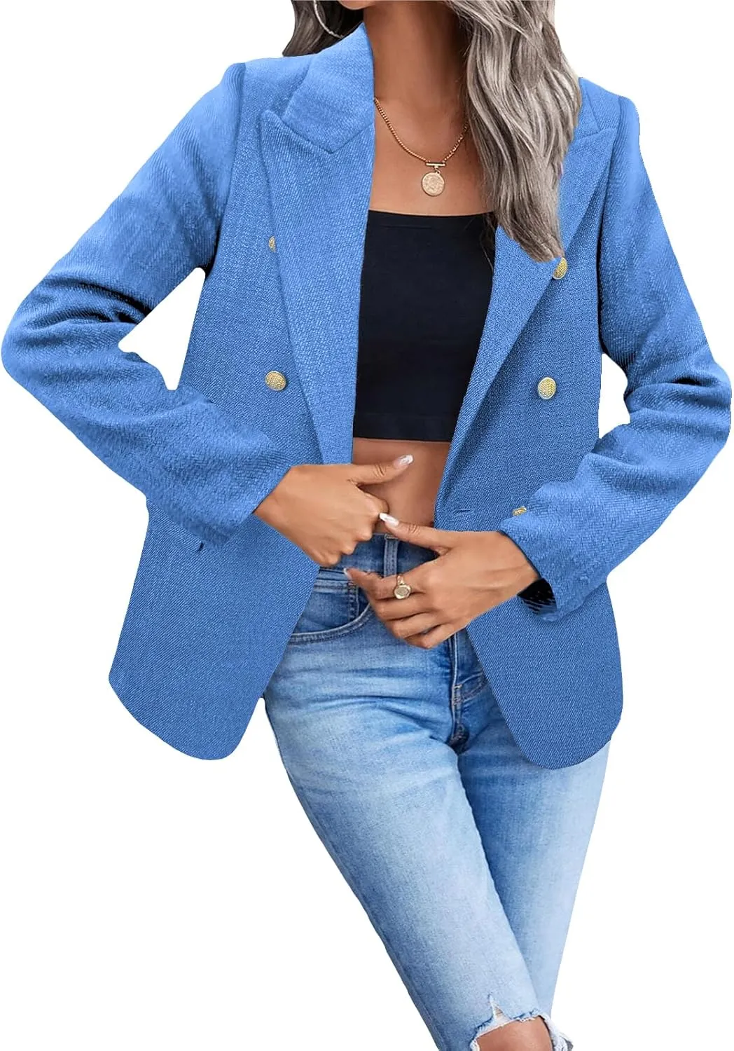 2025 Women's Spring Tweed Blazer Jacket Plaid Fully-Lined Fashion Business Casual Lapel Elegant Coat with Pockets