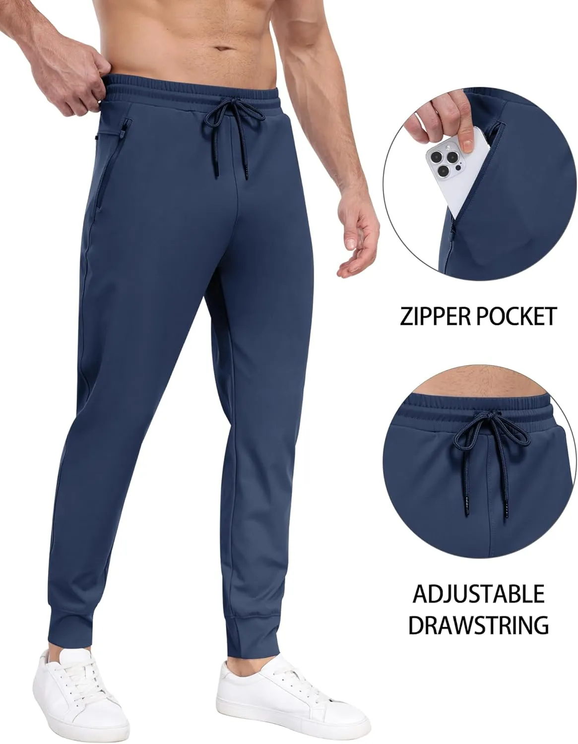 3 Pack Men's Sweatpants with Zipper Pockets,Workout Gym Traning Track Joggers Pants for Men Running Jogging Pants