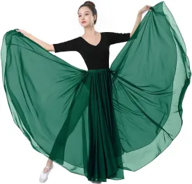 720 Silky Sheer Chiffon Elastic Waist Long Dance Skirt for Belly Ballet Photography Performance Maxi Skirt