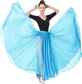 720 Silky Sheer Chiffon Elastic Waist Long Dance Skirt for Belly Ballet Photography Performance Maxi Skirt