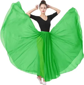 720 Silky Sheer Chiffon Elastic Waist Long Dance Skirt for Belly Ballet Photography Performance Maxi Skirt
