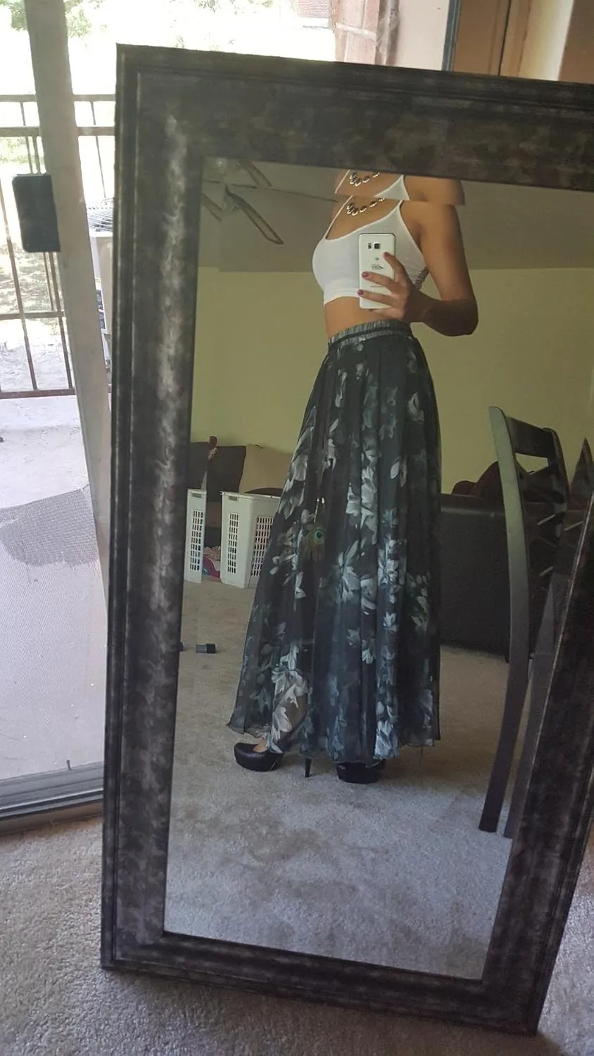 Afibi Women Full/Ankle Length Blending Maxi Chiffon Long Skirt Beach Skirt