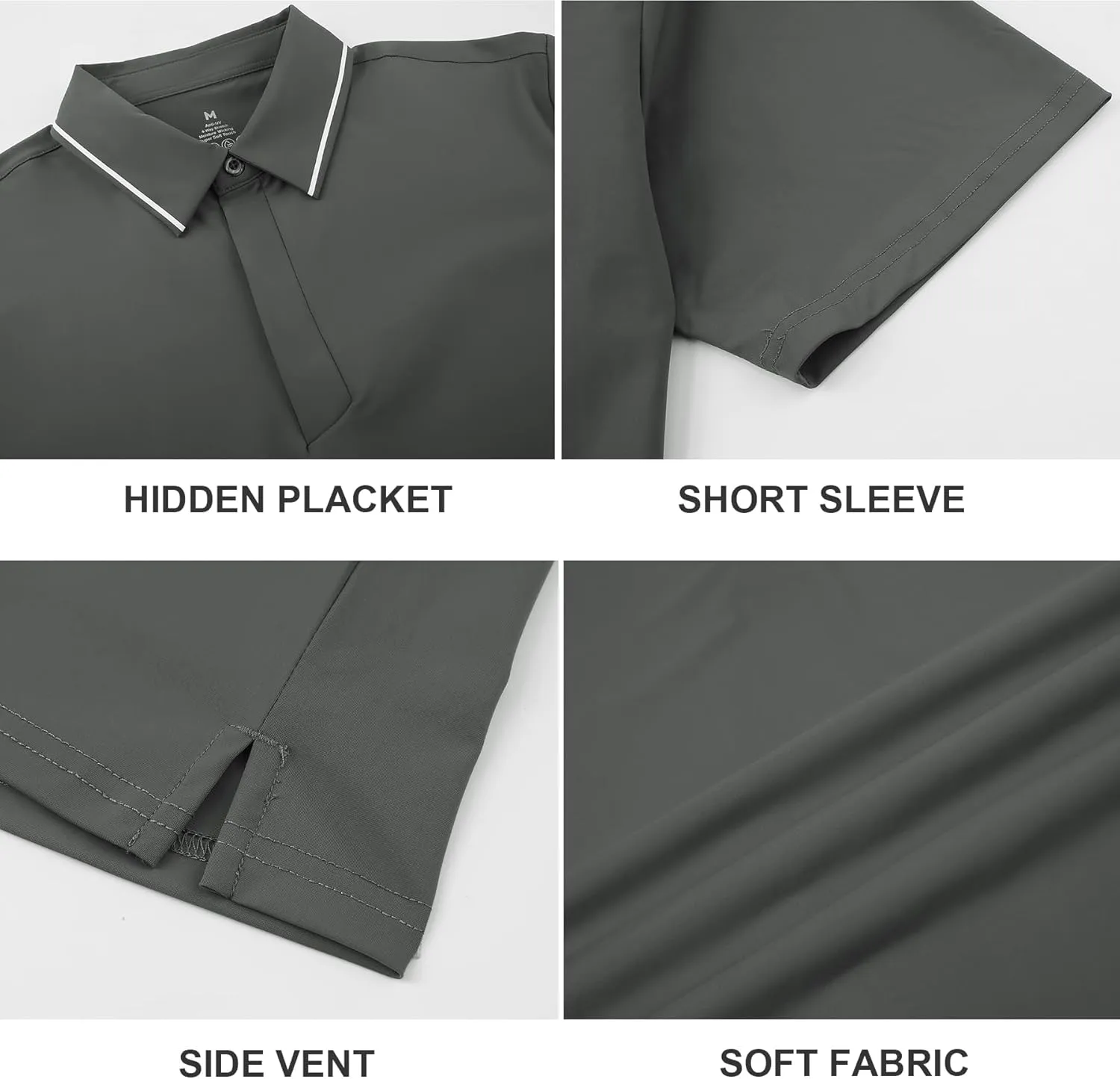 Alex Vando Mens Seamless Golf Shirt Moisture Wicking Quick-Dry Tailored Fit Polo Shirts