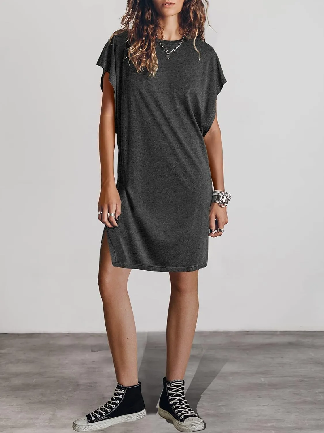 ANRABESS Women’s Summer T Shirt Dress 2025 Beach Vacation Travel Outfits Casual Simple Soft Mini Sundress Cover Up Clothes