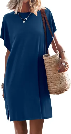 ANRABESS Women’s Summer T Shirt Dress 2025 Beach Vacation Travel Outfits Casual Simple Soft Mini Sundress Cover Up Clothes
