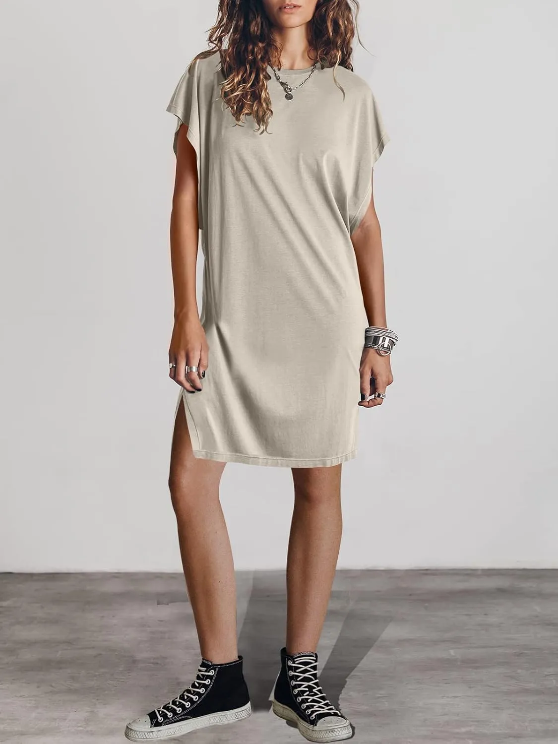 ANRABESS Women’s Summer T Shirt Dress 2025 Beach Vacation Travel Outfits Casual Simple Soft Mini Sundress Cover Up Clothes