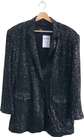 ASOS Design Black Sequin Blazer UK 8