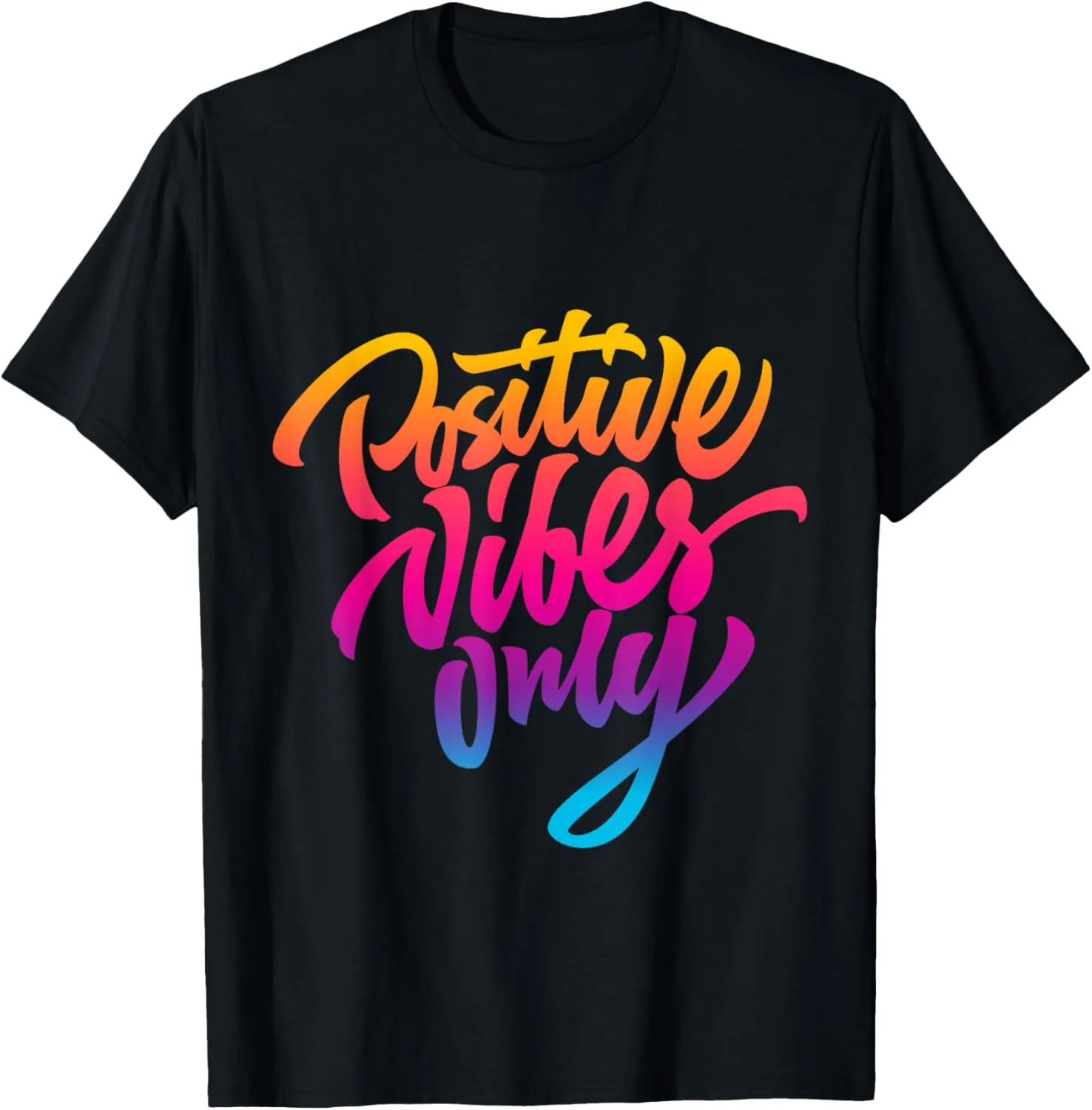 Bahaa's Tee Positive Vibes Only Inspirational Quotes Graphic T-Shirt