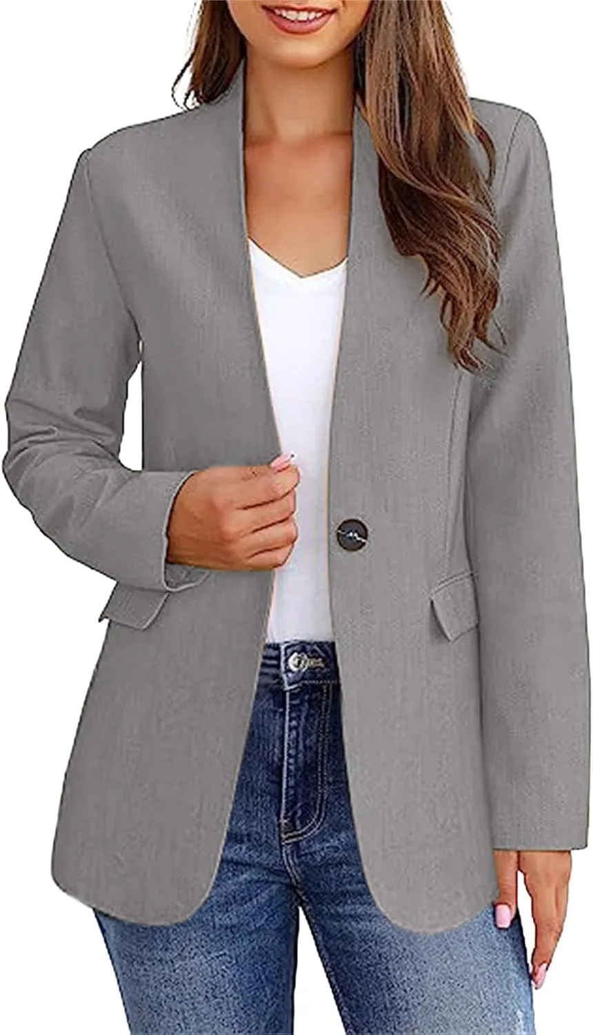 Blazers for Women Business Casual Open Front Long Sleeve Work Office Jackets 2024 Trendy Ol Office Slim Suit Jacket