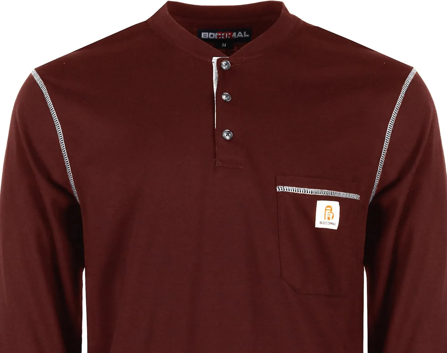 BOCOMAL FR Shirts for Men 5.5oz Lightweight Long Sleeve Work Henley Fire Resistant Shirt CAT2