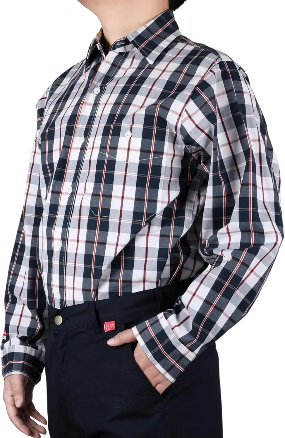 BOCOMAL FR Shirts Plaid 4.5oz Lightweight for Summer Flame Resistant Men's Fire Retardant Shirt-CAT1