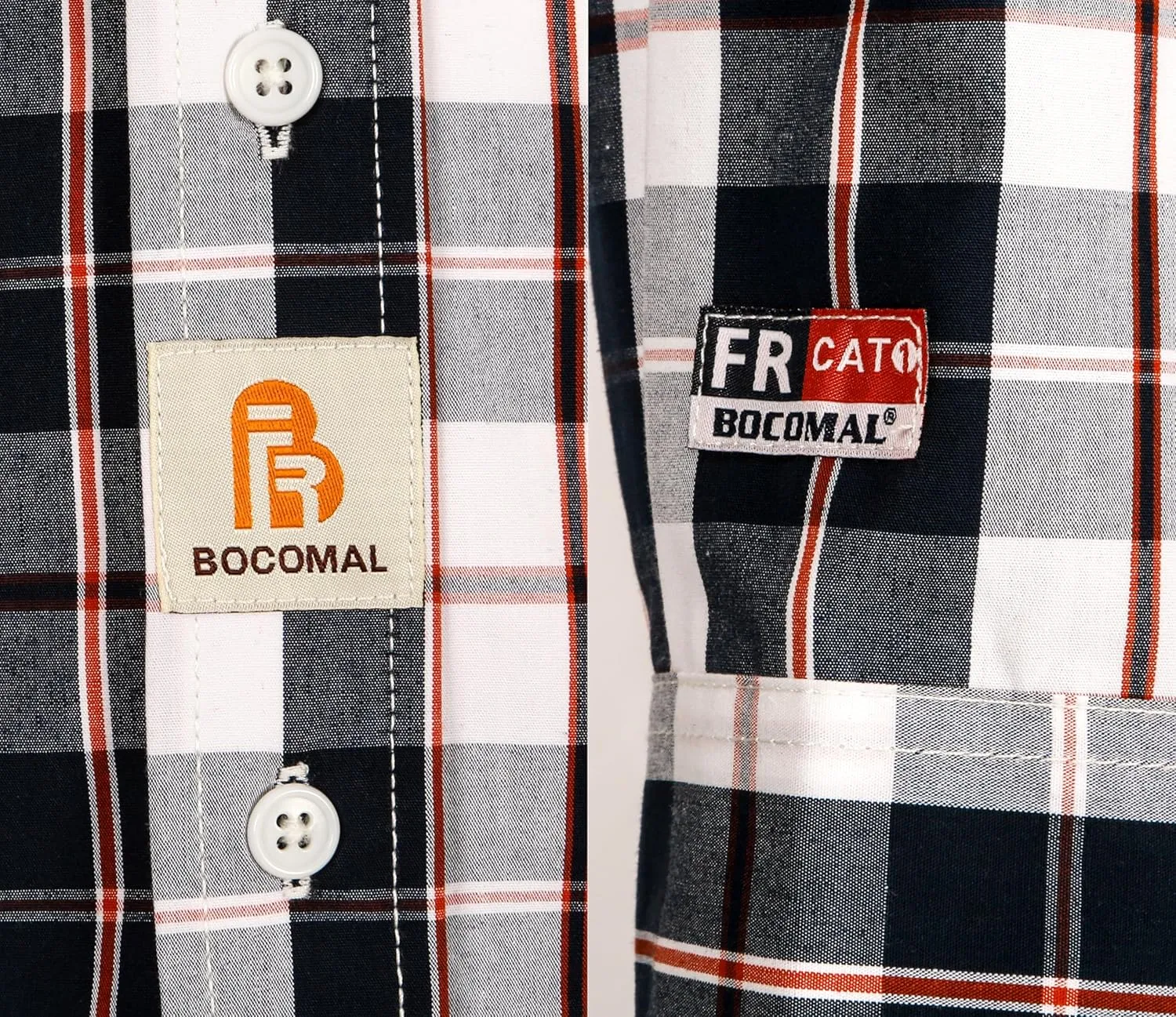 BOCOMAL FR Shirts Plaid 4.5oz Lightweight for Summer Flame Resistant Men's Fire Retardant Shirt-CAT1