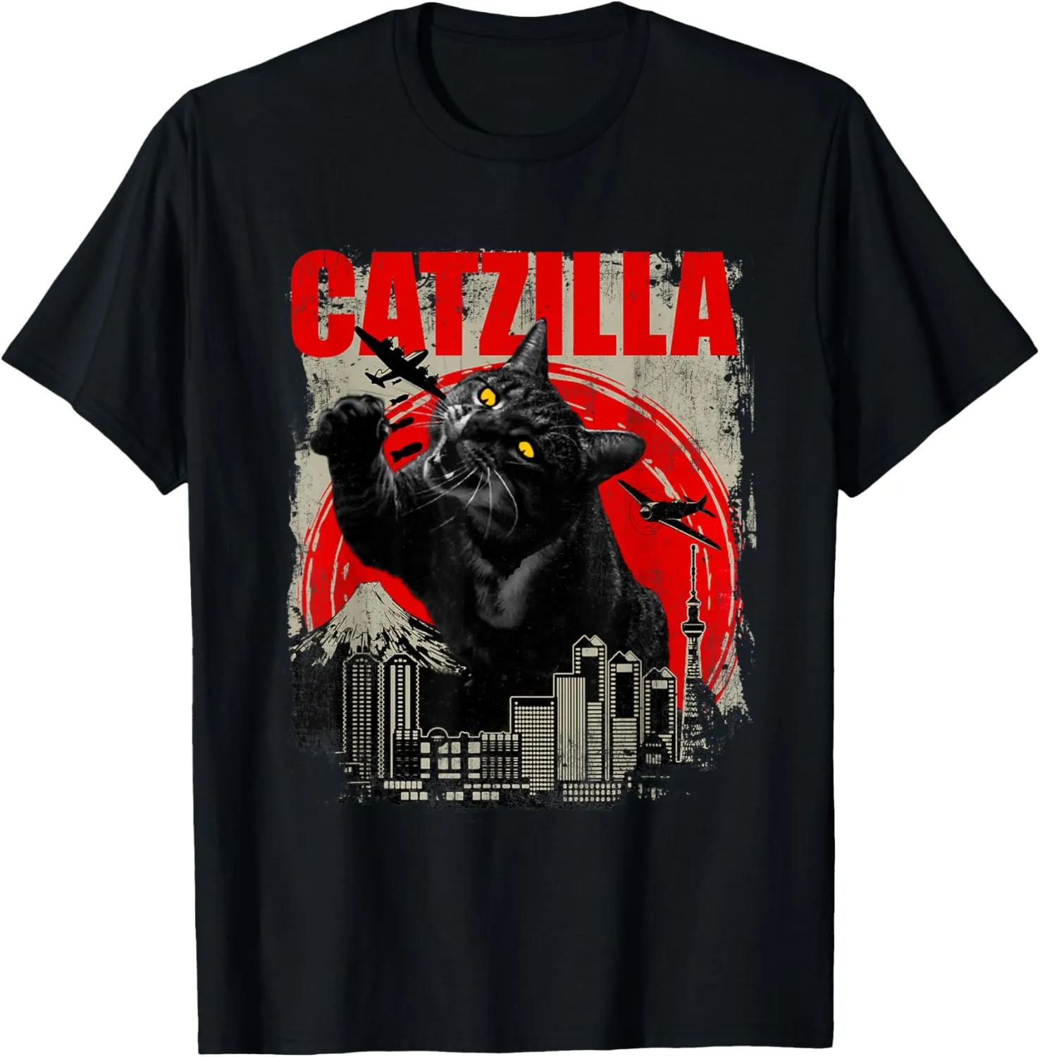Catzilla - Funny Cat Lover Kitten Kitty Short Sleeve T-Shirt Small