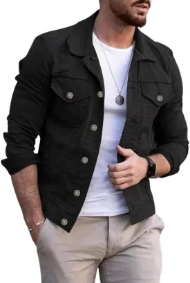 CHARTOU Men's Denim Jacket Casual Regular Fit Button Down Long Sleeve Jean Trucker Jacket