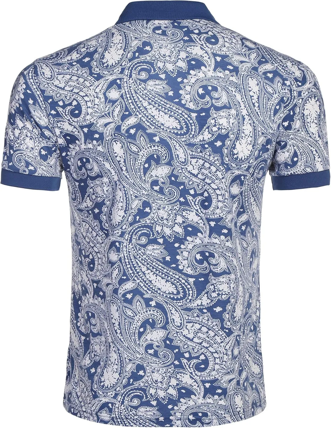 COOFANDY Mens Casual Short Sleeve Polo Shirts Slim Fit Paisley Polo T Shirts Floral Print Shirt