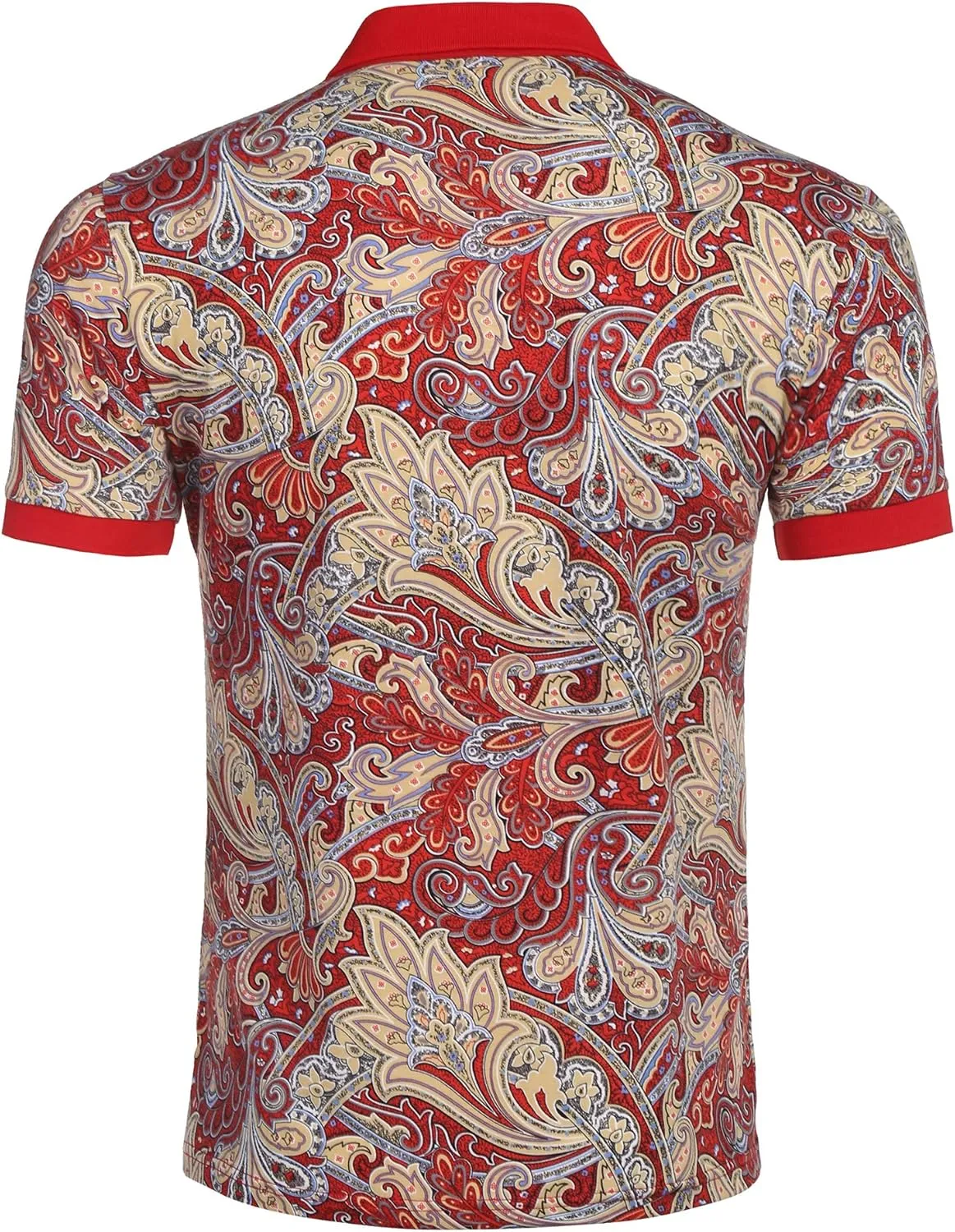 COOFANDY Mens Casual Short Sleeve Polo Shirts Slim Fit Paisley Polo T Shirts Floral Print Shirt