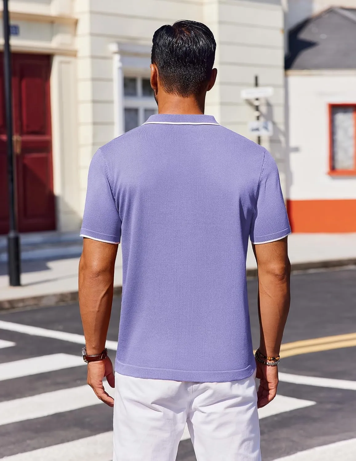 COOFANDY Mens Polo Shirts Short Sleeve Casual Knit Polo Shirt Vintage Golf T Shirts Old Money Tops