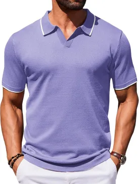 COOFANDY Mens Polo Shirts Short Sleeve Casual Knit Polo Shirt Vintage Golf T Shirts Old Money Tops