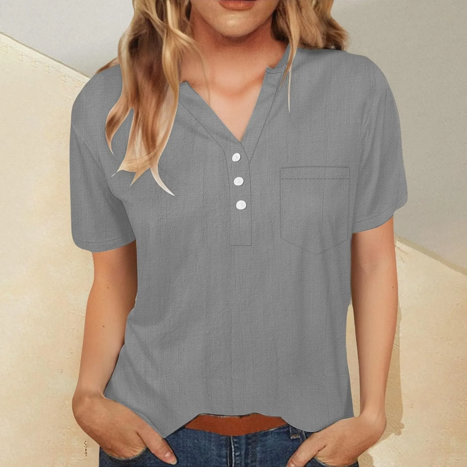 Cotton Linen Shirts for Women Summer Tops 2025 Short Sleeve Button Down Lightweight Blouses Beach Vacation Clothes