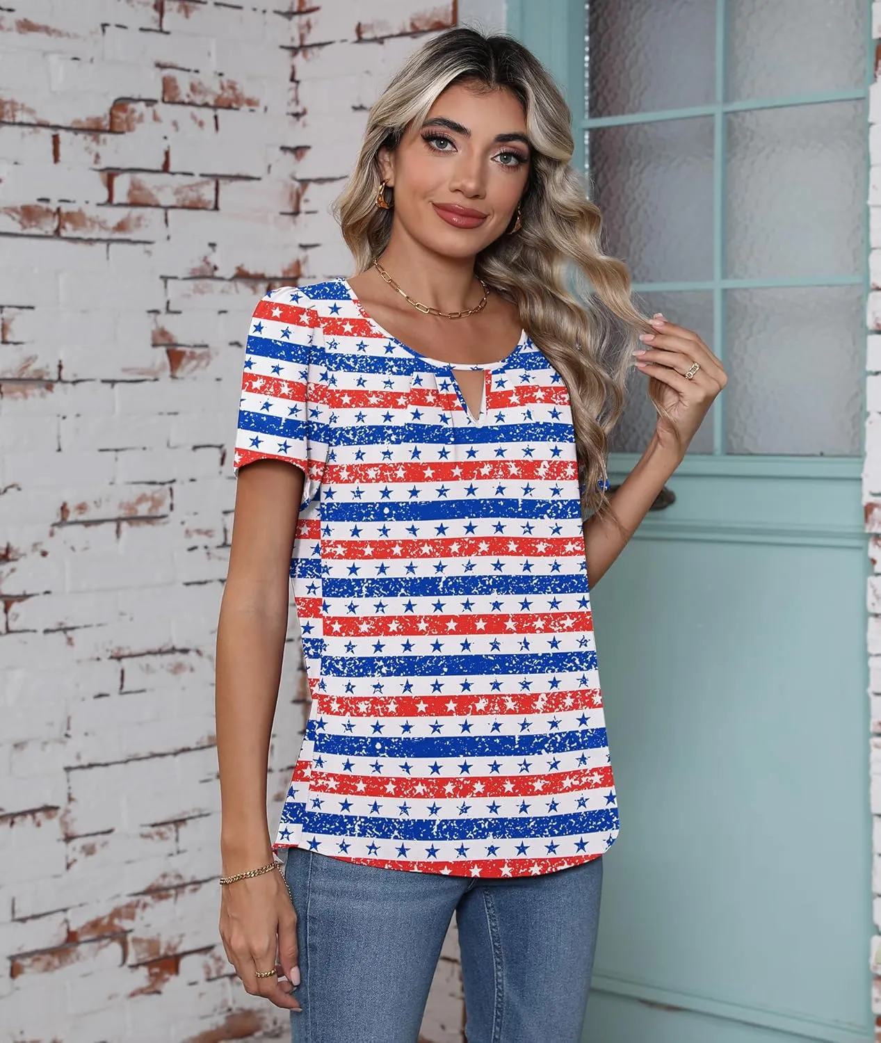 CZYINXIAN Women's Summer Casual Short Sleeve Blouse Dressy Round Neck Business Chiffon Top Shirt