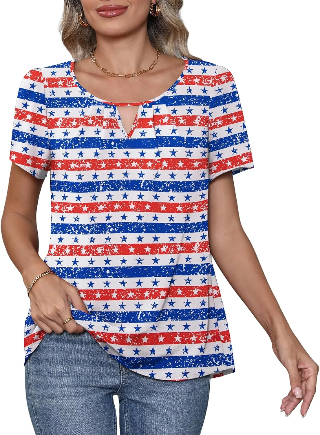 CZYINXIAN Women's Summer Casual Short Sleeve Blouse Dressy Round Neck Business Chiffon Top Shirt