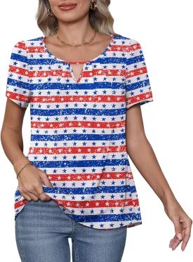 CZYINXIAN Women's Summer Casual Short Sleeve Blouse Dressy Round Neck Business Chiffon Top Shirt