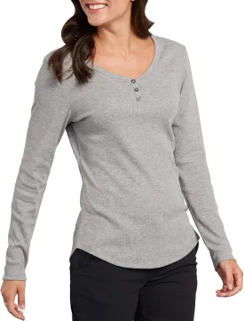 Dickies Women's Long-Sleeve 3-Button Henley Shirt, Graphite Single Dye, 3 Plus Size