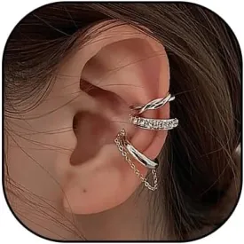 Ear Cuff Earrings for Women Non Piercing Earring Cuff,Cubic Zirconia Trendy Ear Cuffs Earrings Hypoallergenic Gold Rhinestone Ear Clip Earrings for Women