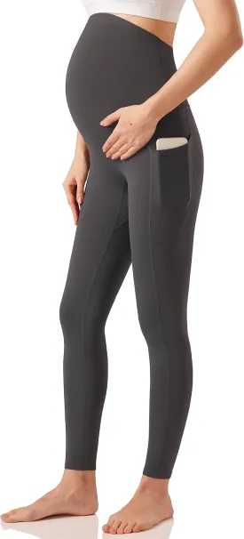Enerful Women's Maternity Workout Leggings Over The Belly Pregnancy Active Wear Athletic Soft Yoga Pants with Pockets