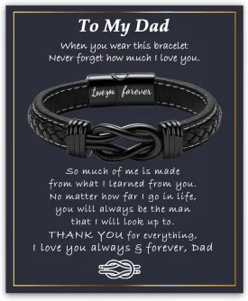 Gifts for Men Him Husband Boyfriend Dad Son Grandson Nephew, Cool Love Infinity Leather Bracelets Fathers Day Ideas Present Gift for Birthday Anniversary Retirement Christmas