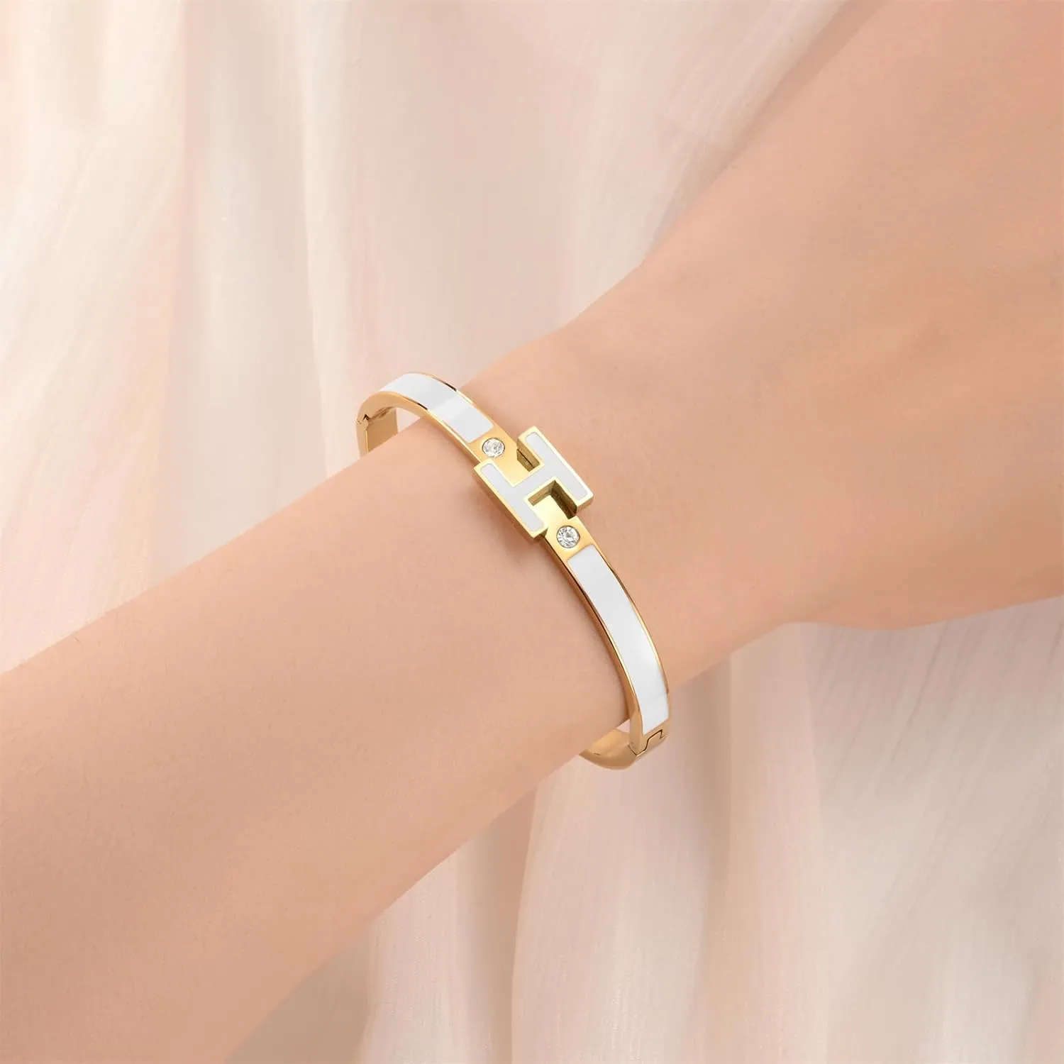 Gold Bracelets for Women,H Bracelet,Bangle Bracelets for Women,Dainty Bracelet Jewelry Easter Christmas Mothers Day Gifts for Women