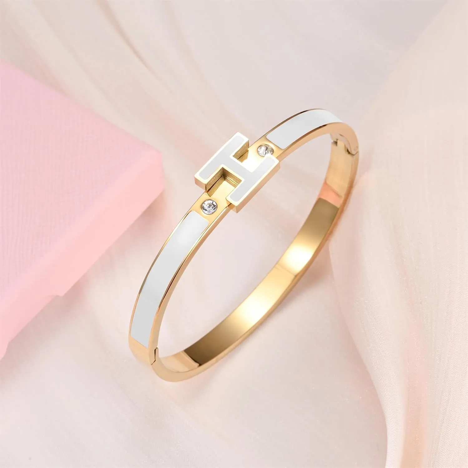 Gold Bracelets for Women,H Bracelet,Bangle Bracelets for Women,Dainty Bracelet Jewelry Easter Christmas Mothers Day Gifts for Women