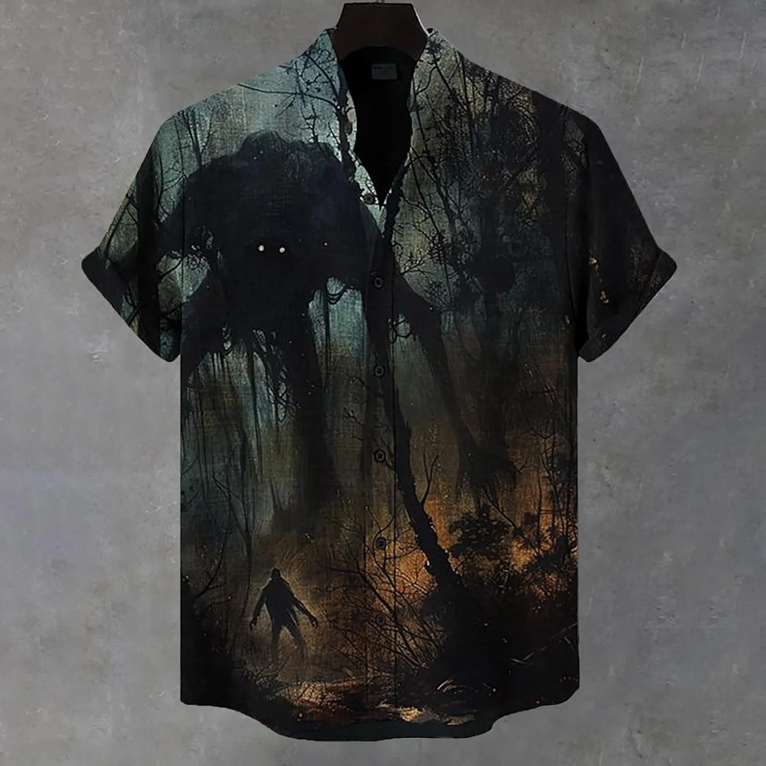 Halloween Shirt Men Fun Pumpkins Skull Men's Halloween Button Up Shirt Hawaiian Funky Holiday Festival Party Shirts