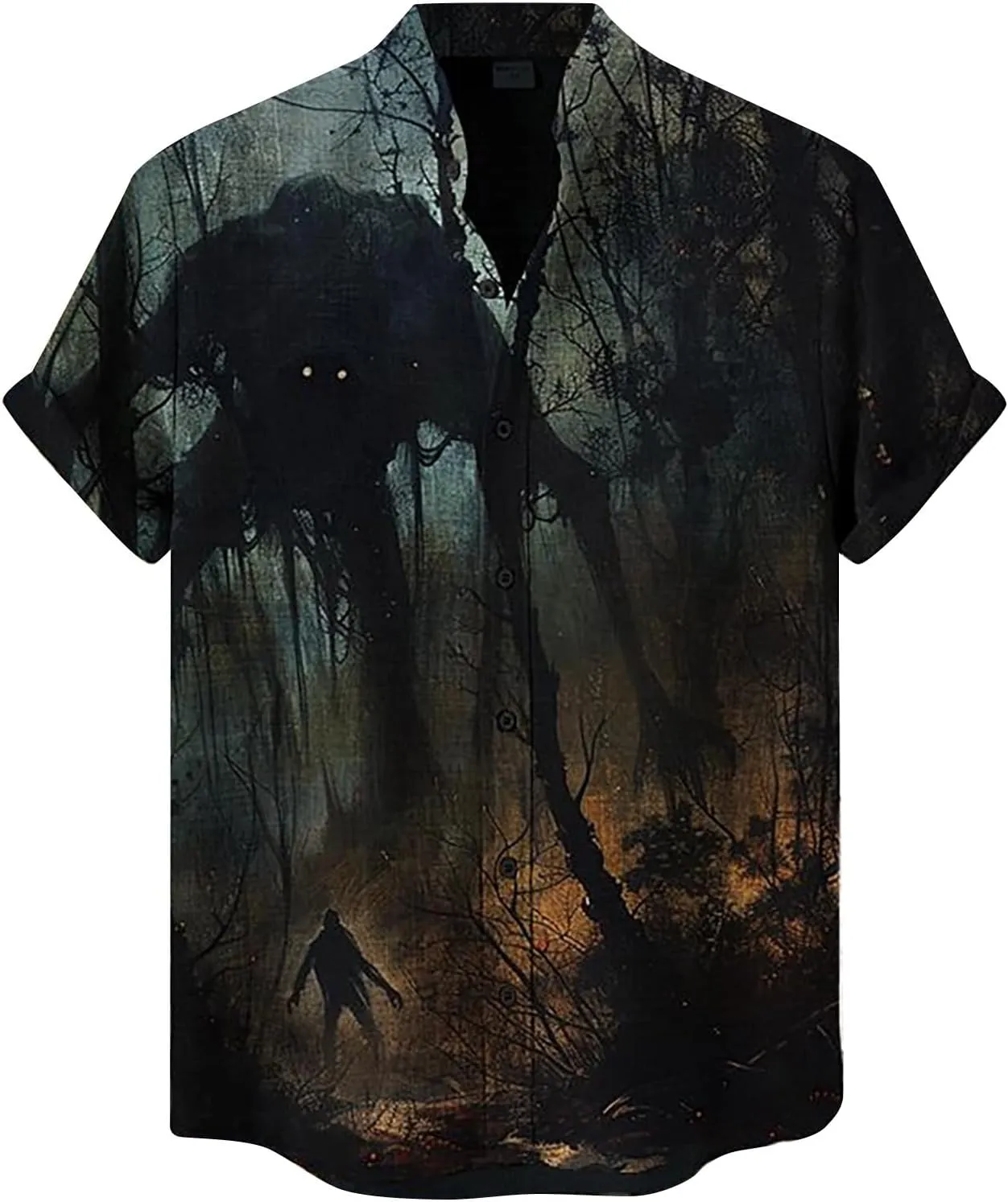 Halloween Shirt Men Fun Pumpkins Skull Men's Halloween Button Up Shirt Hawaiian Funky Holiday Festival Party Shirts
