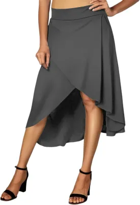 High Waist Maxi Skirt with Slit Ruffle Wrap Skirt Trendy Flowy Skirts for Women Long Skirts with Shorts Underneath