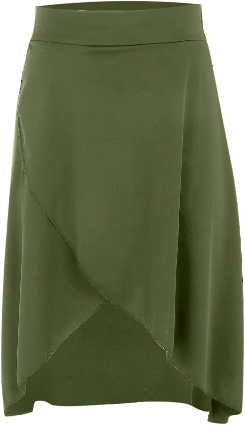 High Waist Maxi Skirt with Slit Ruffle Wrap Skirt Trendy Flowy Skirts for Women Long Skirts with Shorts Underneath