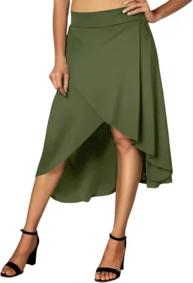 High Waist Maxi Skirt with Slit Ruffle Wrap Skirt Trendy Flowy Skirts for Women Long Skirts with Shorts Underneath