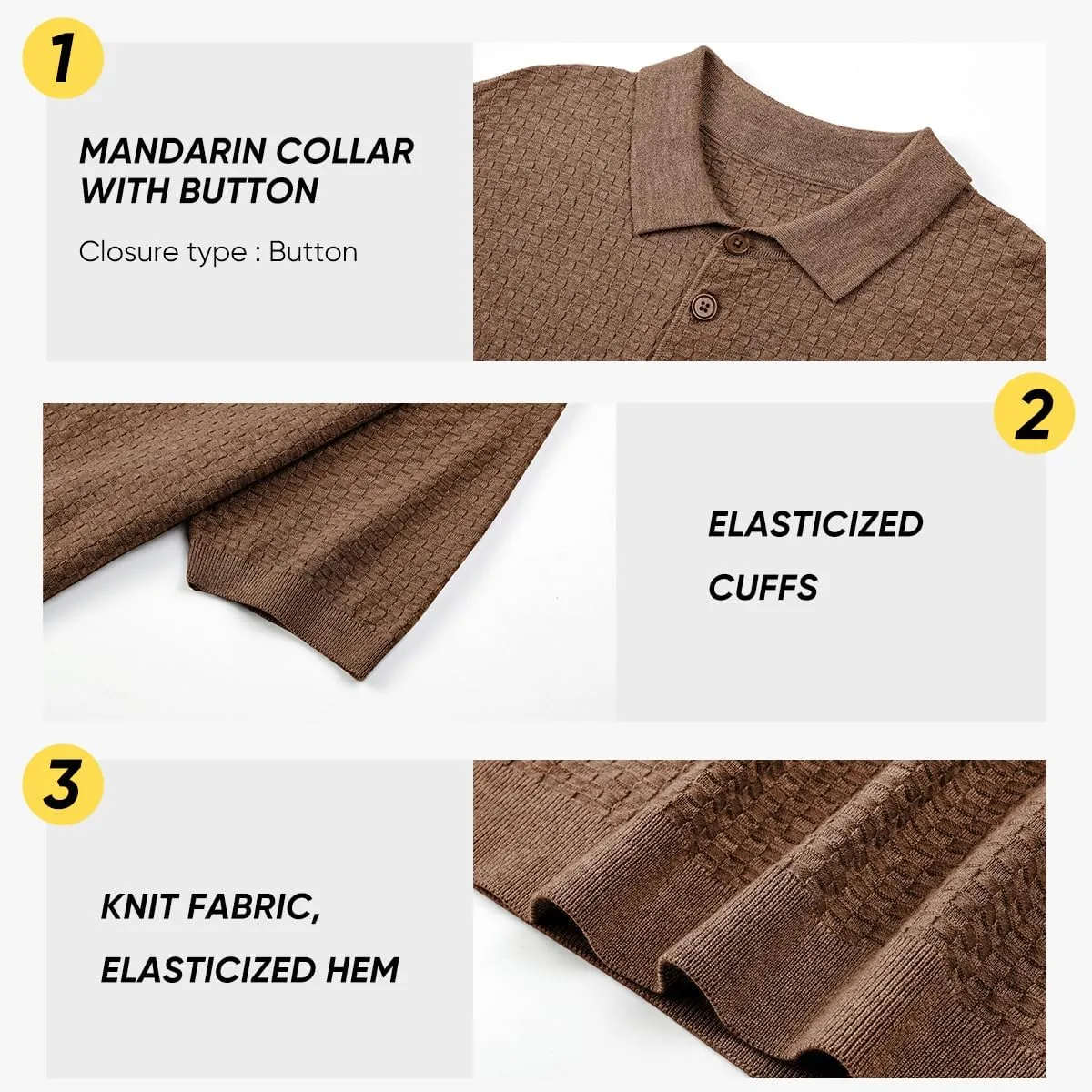 JMIERR Mens Knit Polo Shirts Classic Button Basic Textured T Shirts Casual Slim Fit Short Sleeve Summer Golf Tee Shirt