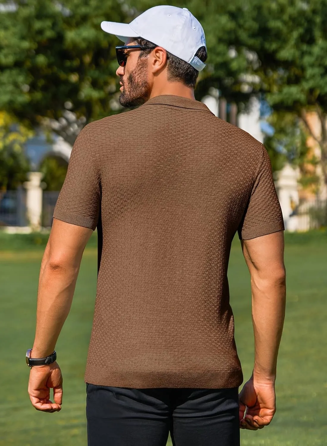 JMIERR Mens Knit Polo Shirts Classic Button Basic Textured T Shirts Casual Slim Fit Short Sleeve Summer Golf Tee Shirt