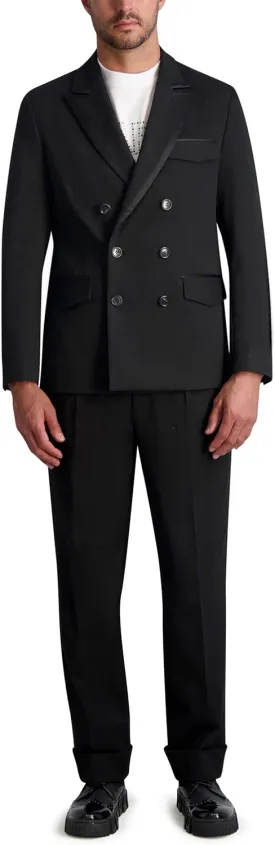 Karl Lagerfeld Paris Men's Pin Stripe Long Sleeve Double Breasted Blazer