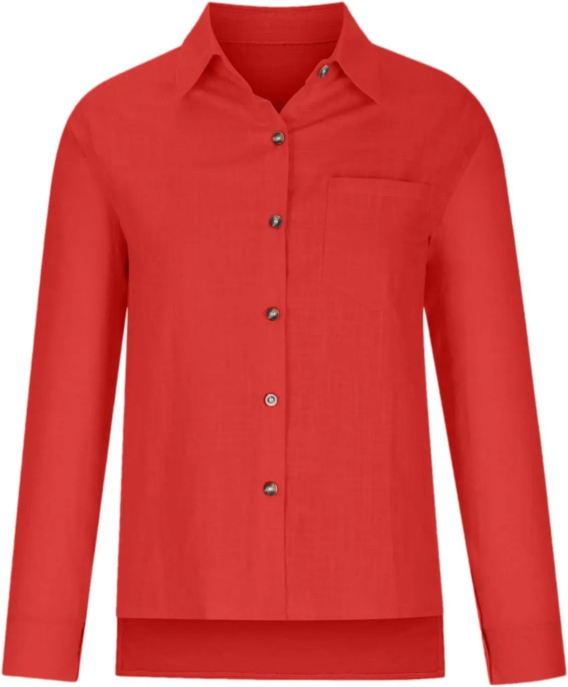 Linen Shirts for Women Summer Long Sleeve Lapel Button Down Shirt Lightweight Gauze Tops Loose Casual Blouses Clothes