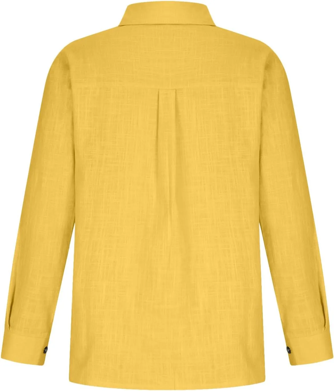 Linen Shirts for Women Summer Long Sleeve Lapel Button Down Shirt Lightweight Gauze Tops Loose Casual Blouses Clothes