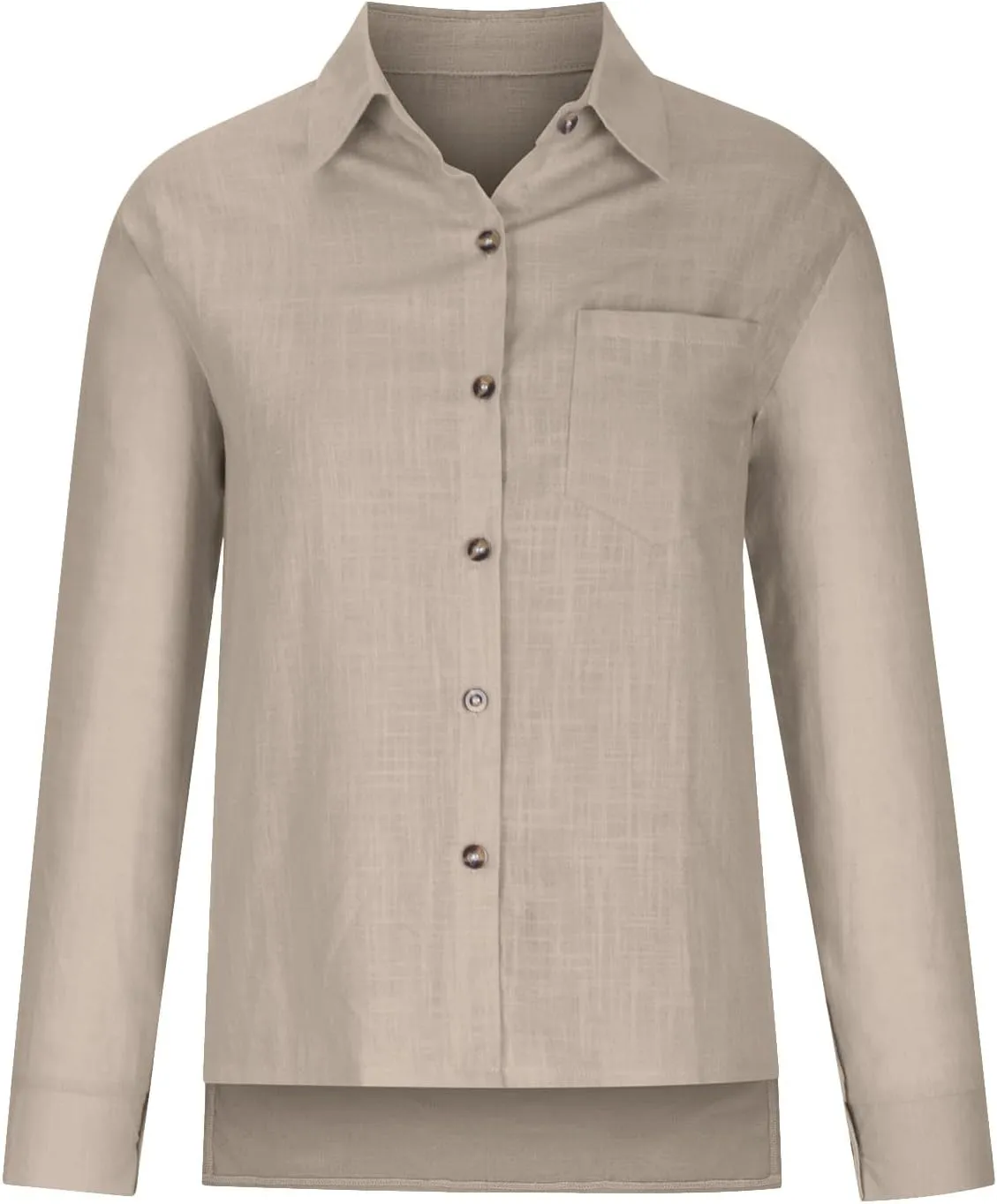 Linen Shirts for Women Summer Long Sleeve Lapel Button Down Shirt Lightweight Gauze Tops Loose Casual Blouses Clothes
