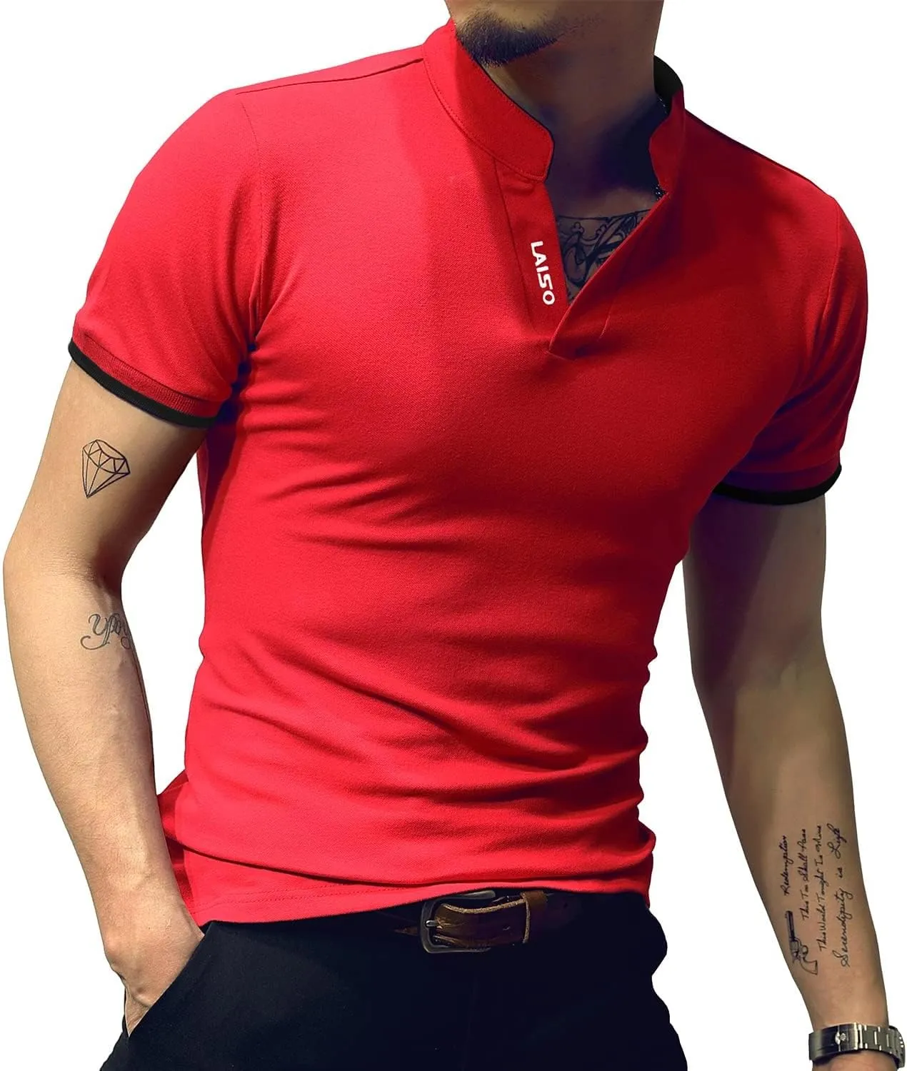 LOGEEYAR Mens Fashion Polo Henley Shirts Short/Long Sleeve Casual T-Shirts Slim Fit Cotton Polo Shirts for Men
