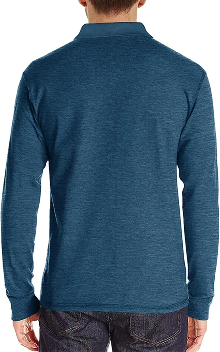 Men Fall Winter Polo Shirts Long Sleeved Flip Collar Tops Pocket Button V Neck T Shirts Golf Casual Sports Tops