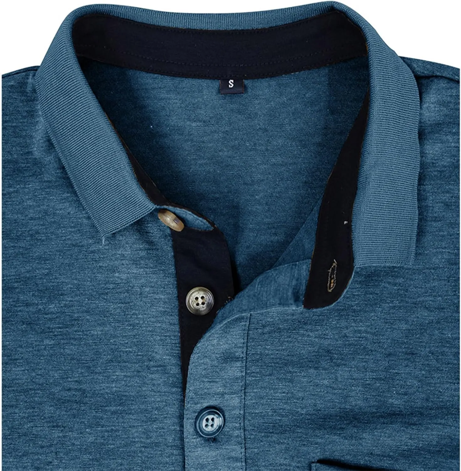 Men Fall Winter Polo Shirts Long Sleeved Flip Collar Tops Pocket Button V Neck T Shirts Golf Casual Sports Tops