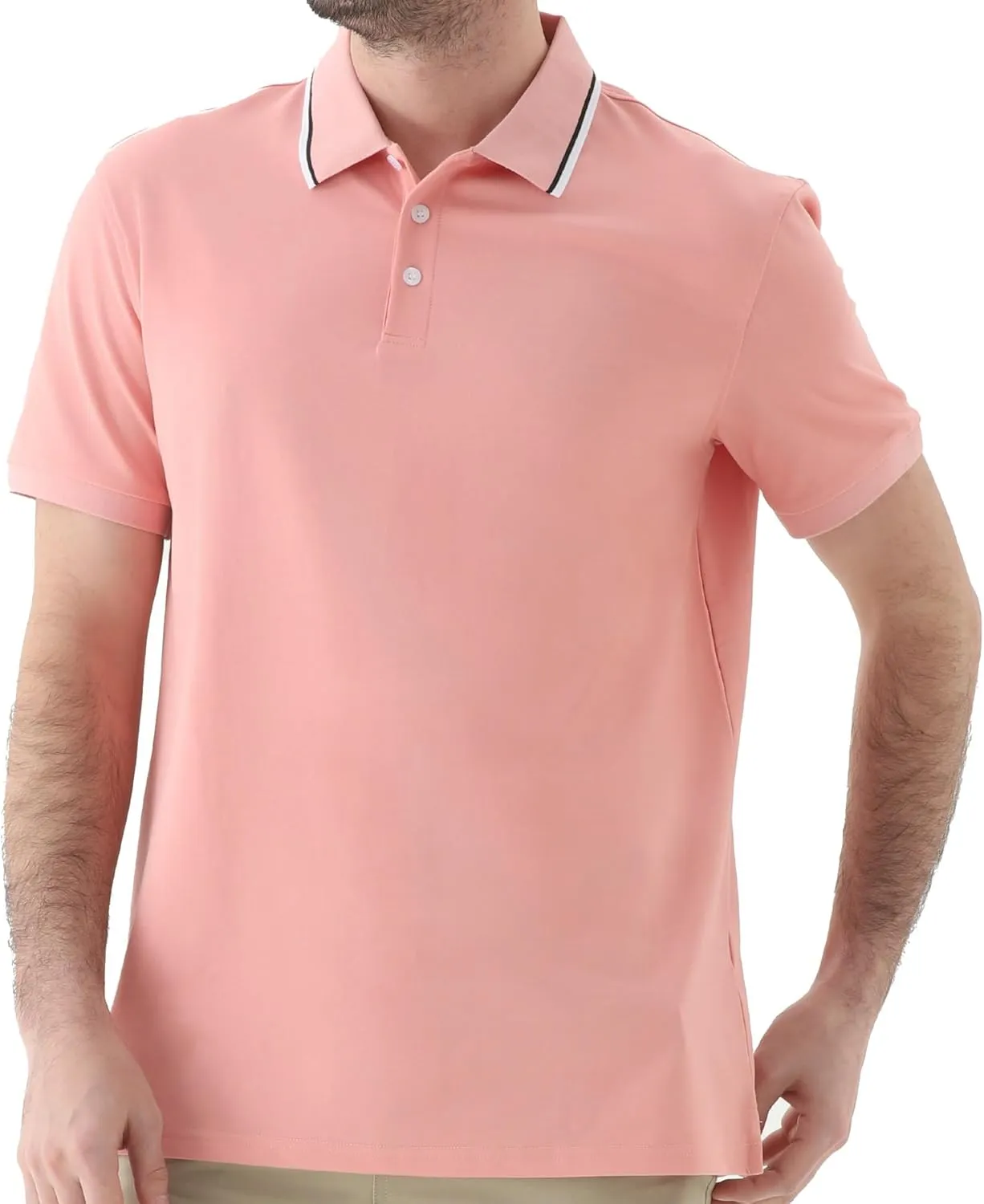 Men's Classic Button-Down Polo Shirt - Premium Cotton Pique Knit Business Casual Slim Fit