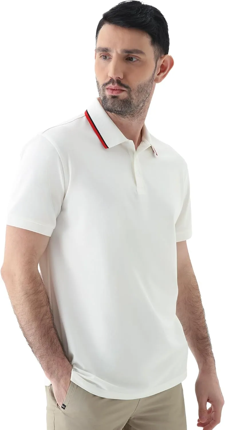 Men's Classic Button-Down Polo Shirt - Premium Cotton Pique Knit Business Casual Slim Fit