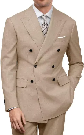 Mens Double Breasted Suit Slim Fit Solid Suit Jacket and Dress Pants 2 Piece Set Prom Wedding Suits for Men
