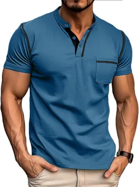 Men's Fashion Henley Shirt Classic Short/Long Sleeve Lightweight Button Cotton T-Shirt Casual Top